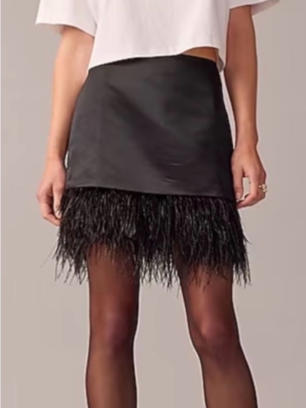 J. Crew Collection Black Mini Skirt with Feather Hem